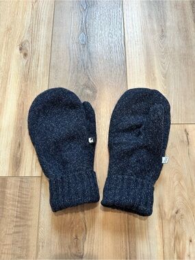 Made in Alaska Up cycled Fleece Lined Wool Sweater Mittens Dark Navy Blue Large